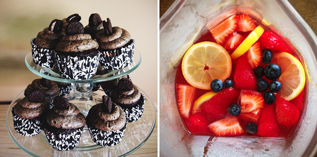 oreo cupcakes and iced tea