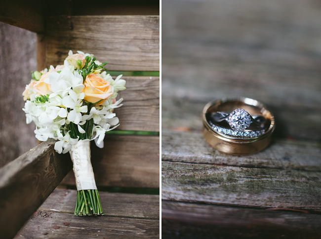 Rustic Wedding Bouquet and Tacori Rings
