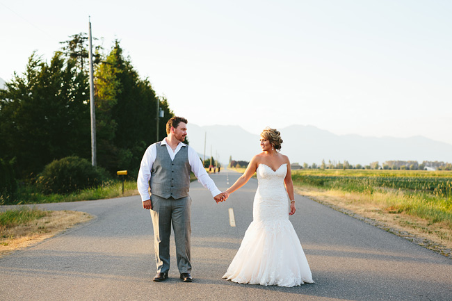 Country Road Wedding Photo at Sunset