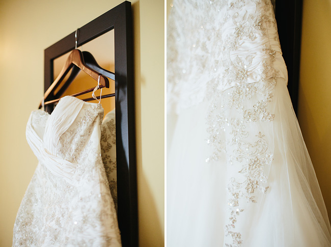 wedding dress and mirror