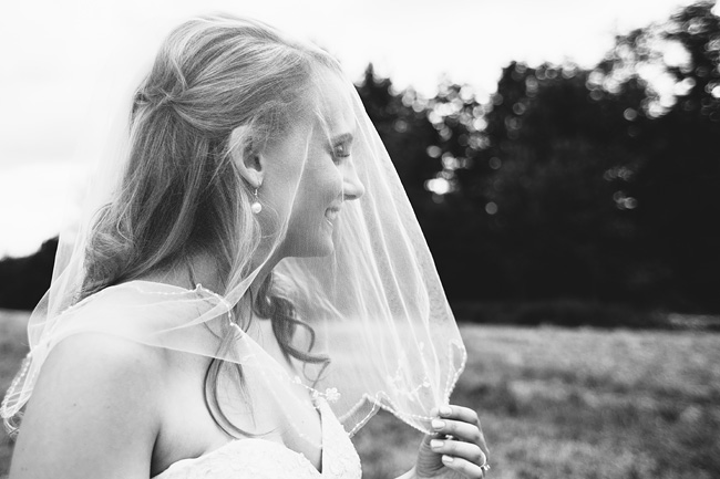 bride smiling under veil