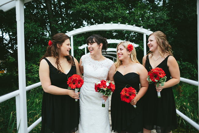 black and red bridal party